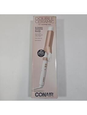 Conair Double Ceramic 1 1/2" Curling Iron White/Rose Gold Dual Voltage CD703 NIB